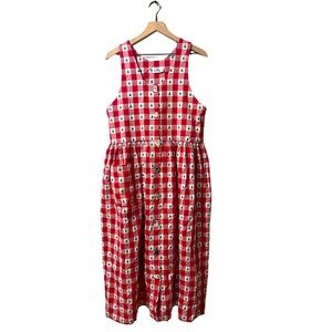 Dogwood Lane Christmas Tree Holiday Plaid Checkered Cotton Midi Dress Sz Medium